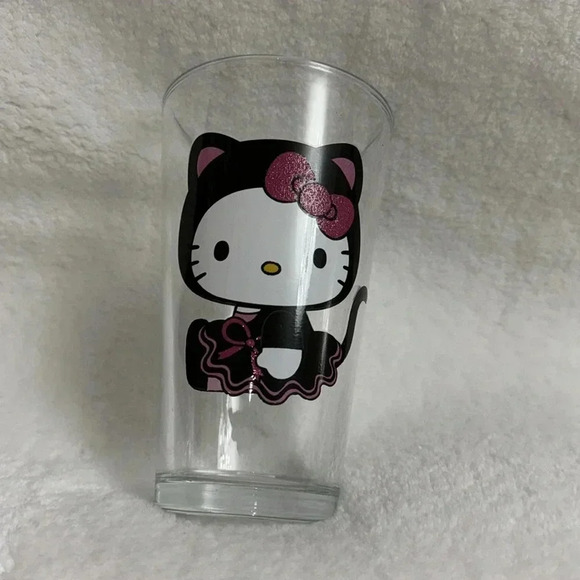 Viral Hello Kitty Halloween Glitter Bow Pink Glassware Cup NEW Tik Tok Sparkle - Picture 6 of 11